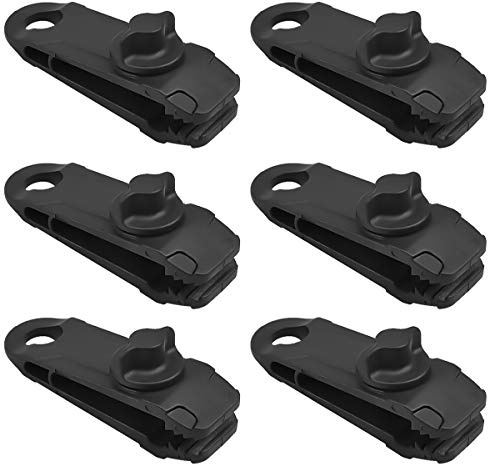 Fodlon Zeltclip, Planen-Clips 6 Stück Tarp Clips Planenhalter Schwarz Klemme Krokodil-Klammern Clamp für Outdoor-Aktivitäten Picknick Markisen, Wohnwagen, Planen, Persenninge, Schlafsack