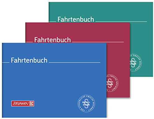 Brunnen Fahrtenbuch für Kraftfahrzeug, A6 quer, 40Blatt, Sortiert (rot, blau, grün) (3)