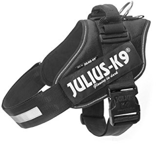 Julius-K9 IDC Powergeschirr für Hunde mit zwei Gratis Klettsticker Wunschlogos, Schwarz Größe 3XS/Baby1