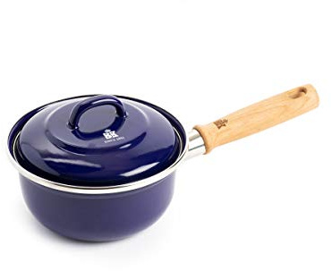 BK Indigo Holländisches Erbe Emaillierter Kochtopf mit Deckel mit PFAS-Freier Keramik-Antihaftbeschichtung, 16 cm/1,2 Liter, Induktion, Spülmaschinenfest, Backofenfest, Kobaltblau