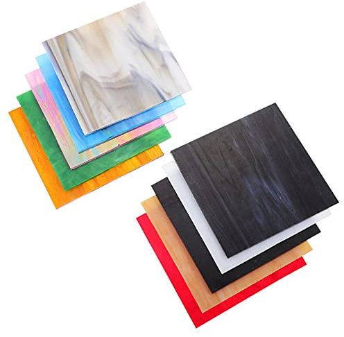 EXCEART Feuille De Verre Vitrail 10 Pièces Verre Ondulé À L'Eau Feuille De Colorée Pour Mosaïque Décoration Maison Église Bureau Mariage Et Noël 10 X 10 X 0.30 Cm