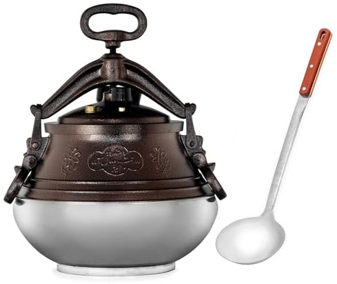 4BIG.Fun Casseruola da 8 l Kazan per Barbecue e Campeggio, in ghisa, per Campeggio, Barbecue, Cucina, gulasch