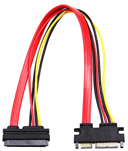 ezqnirk 1pcs 22Pin Male to Female 7+15 Pin Extender Cable Serial SATA Data Power Combo Extension Cables Cord