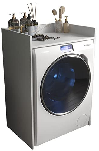 KRYSPOL Waschmaschinenschrank Überbauschrank Waschmaschine Trockner Schrank Wäschetrockner Küche Badezimmer Regal Waschmaschinenregal Waschmaschinenüberbau Badezimmermöbel (Weiß matt)