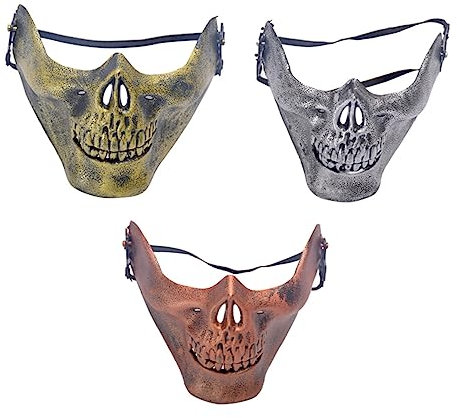 Toyvian 3pièces Masque Squelette Demi-visage Pour Déguisement Fêtes Halloween Jeu Chasse Cosplay Lot