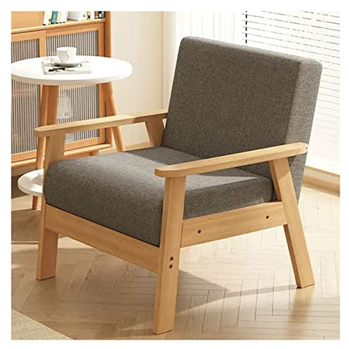 BTZHY Relaxsessel Sessel,Gepolsterter Liegestuhl aus der Mitte des Jahrhunderts mit modernem Akzent, bequemer Stoff-Loungesessel, Sessel für den Innenbereich, Bauernstuhl mit Holzrahmen für Schlaf