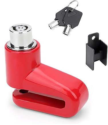 JNNJ Moto Antifurto per Freni a Disco in Acciaio, Protezione Impermeabile con Accessori di Sicurezza per Ruote, Sostituibile (Rosso)
