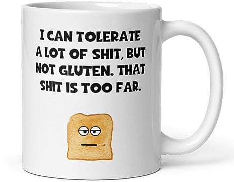 Confidently Quirky - Funny Gluten Intolerance White Mug, Coeliac Disease Joke Gift, Gluten Free Birthday Gift, Funny Gluten Intolerant Friend, No Gluten Coworker