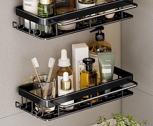 Storage Shelves, Bathroom washbasin Storage, Double Thickened Patch Square Basket (with Hook and Rod)