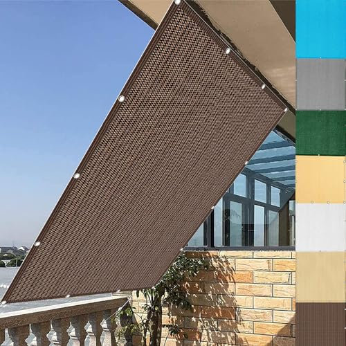 Balcony Privacy Screen Cover 70 x 600 cm(28 x 236inch) Protective Screens Balcony Screen HDPE Opaque UV Protection with Rope and Eyelets, Brown