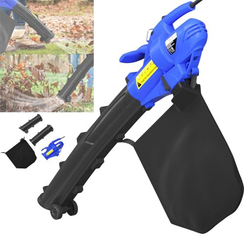 Garden Vacuum Cleaner Shredder Blower 3000W Compact Power Leaf Blower Vacuum Mulcher,5000-13000RPM 6-Speed Adjutstable Portable Handheld Leaf Blower, Leaf Vacuum for Clearing Patios, Gardens, Gutters