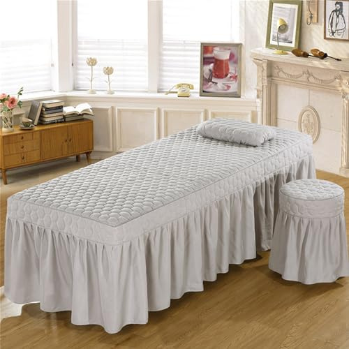 Highdi Bezug für Massageliege mit Loch, Waschbare Beauty Bettbezug Elastisches Massagetische Bezug Weiches Atmungsaktiv Massagebett für Spas, Salons, Sauna (60X180,Grau)