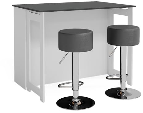 Vicco Bartisch-Set Dominic, Anthrazit/Weiß, 116 x 37 cm
