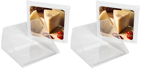 Quesera para guardar el queso fabricada en plástico polipropileno libre de BPA | Mide 13x13 cm | Estuche caja hermético para guardar queso en la nevera cómodo y seguro | LIBRE DE BPA (2 Queseras)