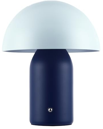Happy Homewares Modern Rechargeable Mushroom Table Lamp in Navy Midnight and Nova Blue - USB-C Cable Included | 3-Step Touch Dimmer | 3600mAh Power | 3w 3000k LED