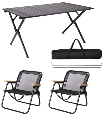3-teiliger klappbarer Campingtisch mit Stühlen, tragbares Aluminium-Picknicktisch- und Stuhlset mit Tragetasche zum Kochen im Freien, im Garten oder beim Tailgating