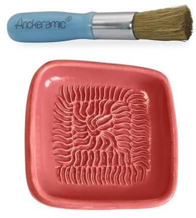 ANCKERAMIC® Ceramico Original Finlandia Juego de rallador de cerámica y pinceles de repostería – rallador de ajos de cerámica, rallador de jengibre y pincel de cerdas naturales, hecho a mano (color