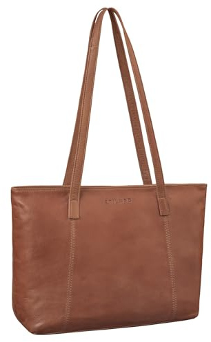 STILORD Tina Leder Shopper Tasche Damen Groß - Elegante Frauen Handtasche Echtleder Tote Bag für Laptop 13,6 Zoll Große Henkeltasche mit Reißverschluss für jeden Tag Farbe:Mocca - Dunkelbraun