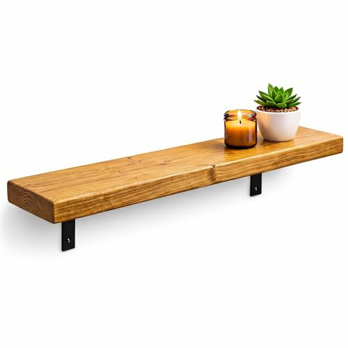 MKGT Radiator Shelf Solid Wood with Brackets | Rustic Wood Above Radiator | Radiator Cover Shelf for Hallway & Living Room – UK Handmade (Rustic Pine, 40 cm)