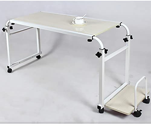 Verstellbarer Laptoptisch mit Rollen und abnehmbarem Ständer, Betttablett mit Host-Regalen, höhenverstellbare Halterung, MDF-Material, Schreibtischfarbe A