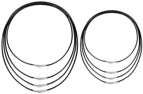 SNONESIY 8 Stück Lederband für Ketten set Lederkette Damen,Lederkette mit Verschluss,Lederhalsband für Männer und Damen,Geflochten Kunstleder Halskette,Schwarz Lederkette Ohne Anhänger(45-60cm)