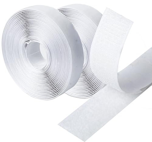 Hook and Loop Strip Tape, 5M Double Sided Adhesive Tape, Self-Adhesive Sticky Back Fastening Tape 20mm Wide (White)