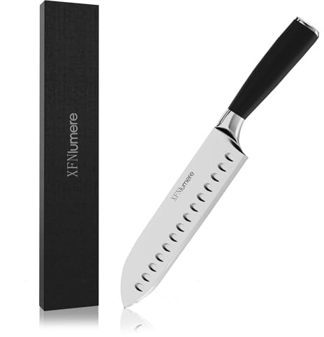 XFNlumere 17cm Santoku Edelstahl Kochmesser cutter messer hochkohlenstoff scharf obstmesser gemüsemesser küchenmesser klein mit ergonomische Holzgriff Küchengeräte Geschenkbox enthalten