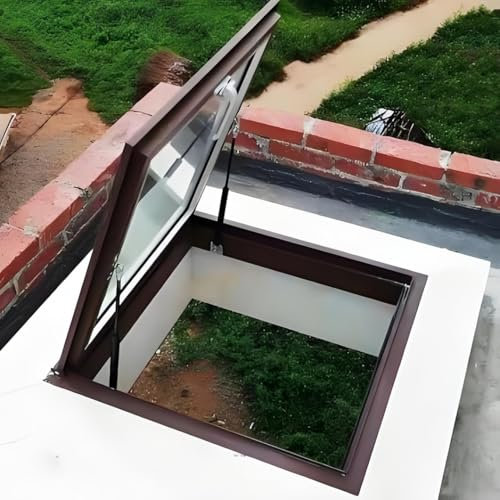 YVYKFZD Fenêtre de Toit ventilée, Fenêtre de sous-Sol, puits de lumière avec poignées, fenêtres de Maison fenêtre d'observation en Aluminium pour Grenier/véranda(LxW 75x80cm/29.5x31.5in)