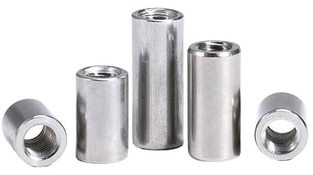 Runde lange Kupplungsmuttern, M3 M4 M5 M6 304 Edelstahl Verlängern Runde Kupplung Mutter Innengewinde Hülse Rohr Muttern(5pcs,M6x10x15)