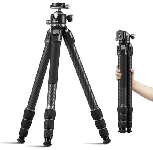 SIRUI Treppiede per Fotocamera in Fibra di Carbonio con 360° Testa a Sfera a Basso Profilo Sovradimensionata da 43 mm, 128CM Treppiede da Viaggio Professionale, Carico Massimo 20KG, AM-284S+G1