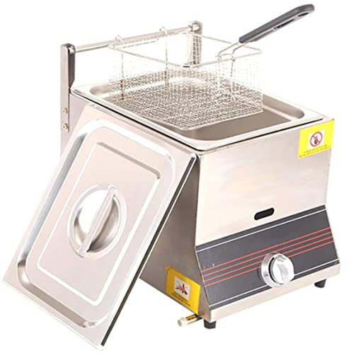 Friggitrice a gas professionale, friggitrice commerciale, friggitrice per patatine fritte in acciaio inossidabile da 6 l/12 l con cestello, per cucina domestica, ristorante commerciale, 6 l (6 l)