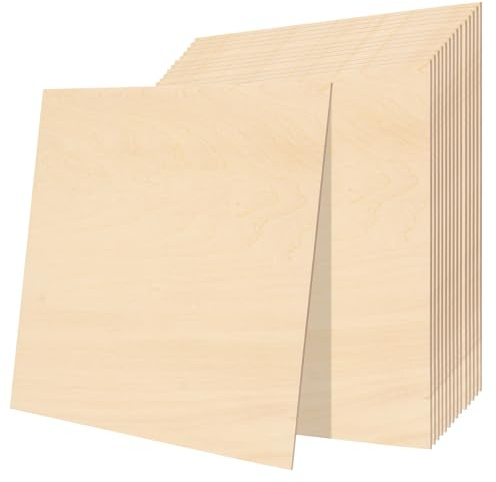 NAMYEUT 15 Pack 300 x 300 x 2.6mm Plywood Sheets, Thickness Unfinished Basswood Sheets, Wood Panels for Crafts, Engraving, Model Making DIY Projects