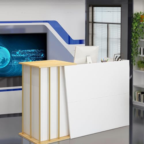 Modern Receptiondisk, Mottagningsdisk med Låsbara Lådor och Förvaringsskåp, Kassadisk för Skönhetssalong Hem/Kontor/Klädbutik A 120cm