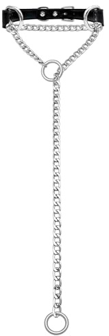 EverGlimp Verstellbare Leder Slip Chain Halsband Halskette für Frauen Handmade Punk Choker mit Doppel O-Ringen Metall Kette Y-Halskette für Streetwear Cosplay & besondere Anlässe