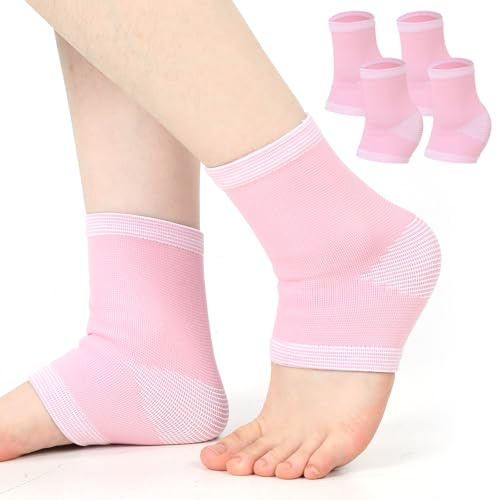 CIATBYYJ Lot de 2 paires de chevillères professionnelles pour enfant, élastiques, respirantes, unisexes (rose, 5 à 10 ans)