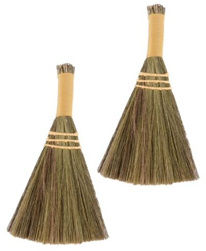 GLEAVI 2pezzi Spazzola Piccola per Polvere Scopa Mano Compatta e Leggera per Pavimenti e Tastiere Come Scopa da Strega per Halloween