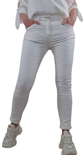 Jewelly Dam stretch twill jeans | Slim boyfriend style | dragkedja och strass knapp, kräm, S
