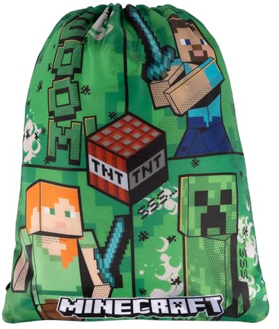 Minecraft TNT, Creeper, Steve, Alex, Turnbeutel mit Kordelzug, aus Polyethylen