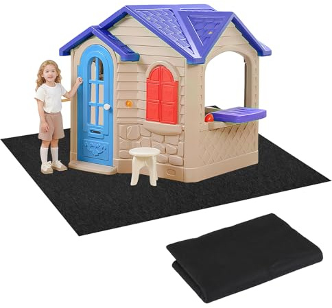 Sibosen Playhouse Mat,1.5 x 1.5M Portable Waterproof Outdoor Playhouse Activity Rug with Non Slip Backing Outside Game House Play Mat Home Floor Ground Pad Rug