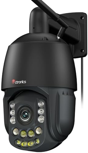 Ctronics 4K Cámara Vigilancia WiFi Exterior, Zoom Óptico 3D 30×, Visión Nocturna 180 m, Auto Seguimiento Zoom, 60 Preajustes, WiFi Doble Banda, PC/App, Detección AI, NVR/FTP, 256GB TF/Cloud, Metal
