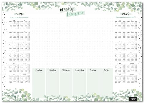 Timr Schreibtischunterlage mit 2 Jahres-Kalender 2026-2027 I DIN A3 I aus Papier zum Abreißen I Eukalyptus I Kalendarium I Organizer I tr383