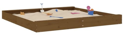 Bac à Sable en Bois, Jeux Extérieur Enfant avec sièges Marron Miel carré Bois de pin Massif 200 x 200 x 20 cm