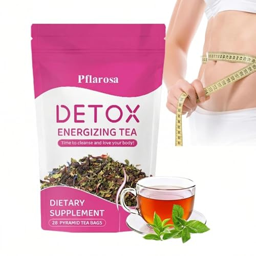 28 Day Detox Tea – Herbal Tea for Daily Cleanse & Metabolism Support | Green Tea, Oolong & Dandelion Blend | Digestive Comfort & Light Feeling | Vegan Peach Flavour Tea (28 Day Supply)