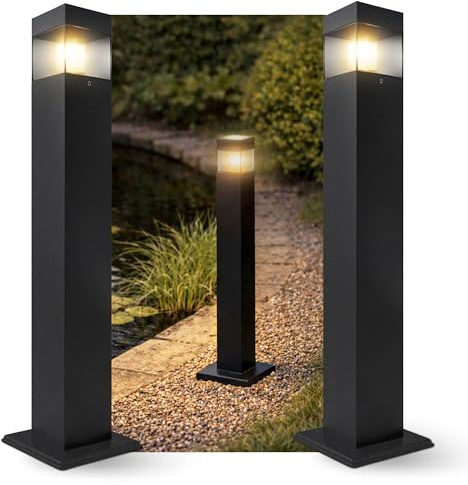 SSC-LUXon 2x RABELA Wegeleuchte Außen schwarz IP44 - inkl. LED G9 warmweiß 3W - Design Sockelleuchte Pollerleuchte für Garten & Terasse