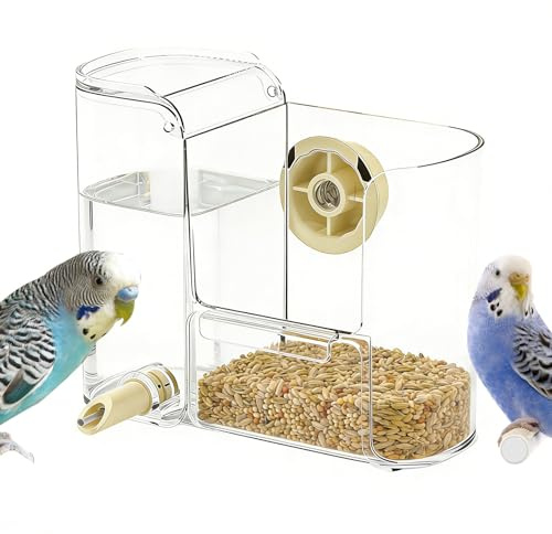 Mangiatoia per Gabbia,250ml 2 In 1 Grande Capacità Trasparente Automatica | Gabbia per Pappagallini - per Terrazzo Finestra Cortile Giardino Balcone Amaca Animali