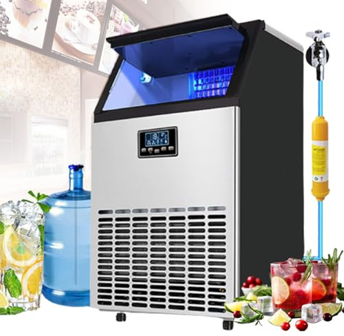 BoluDukNN Máquina De Hielo Comercial 55 Kg / 68 Kg / 80 Kg por Día, Producción De 36/45 / 66 Cubos por Ciclo, Máquina De Hielo Industrial con Temporizador Y Suministro Automático De Agua 80KG