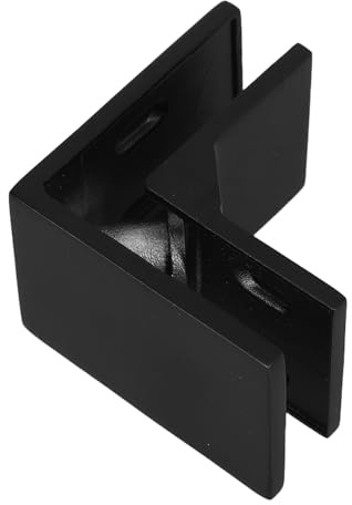 TEHAUX Pince pour Verre Garde Corps en Acier Inoxydable Noir 90° sans Perçage pour Panneaux en Verre 12mm, pour Rampes de Piscine et Usage Extérieur