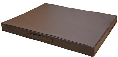 CopcoPet Hundematte Kunstleder Braun 80 x 60 Hundekissen für kleine Hunde, Hundekissen Waschbar, Wasserabweisend, kühl hundematte, hundematratze, Outdoor hundebett 8cm dick