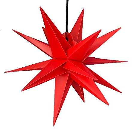 LED WEIHNACHTSSTERN 3D 18 Zacken 55 cm INKL. LEUCHTMITTEL (auswechselbar) Leuchtstern Außenstern Faltstern Adventsstern wetterfest für außen und innen 4m Kabel wetterfest von Dekowelt (Rot)