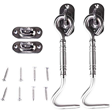 Sturmhaken, Kabinenhaken Beschläge Edelstahl Fensterhaken mit fester für Garagentor Fenster 110mm 2packs